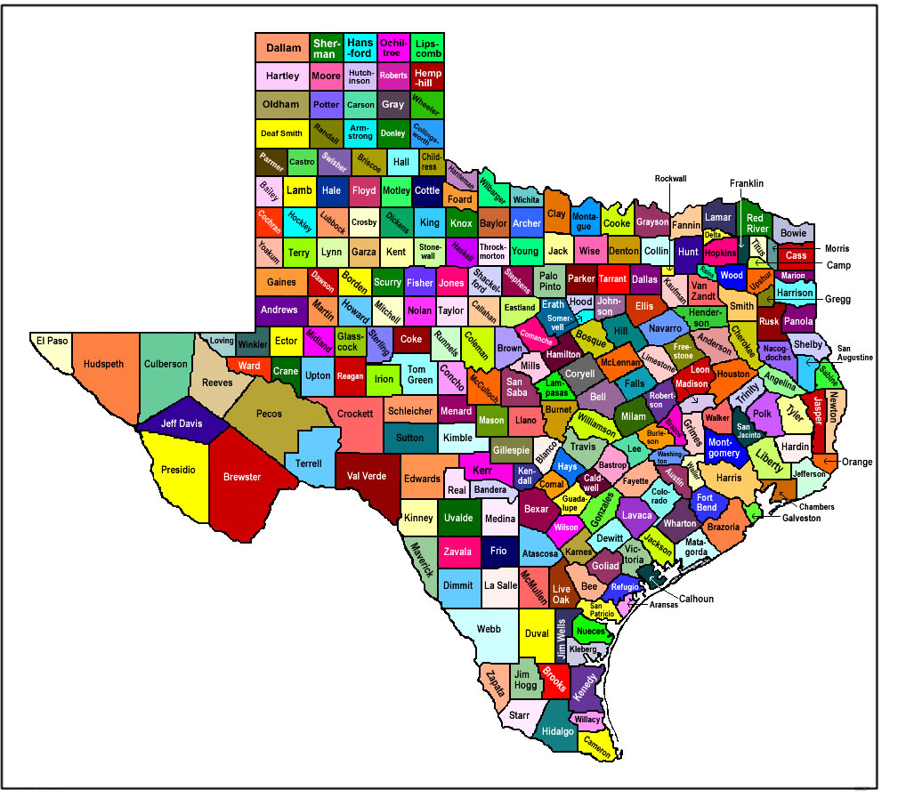 Texas Map by Counties
