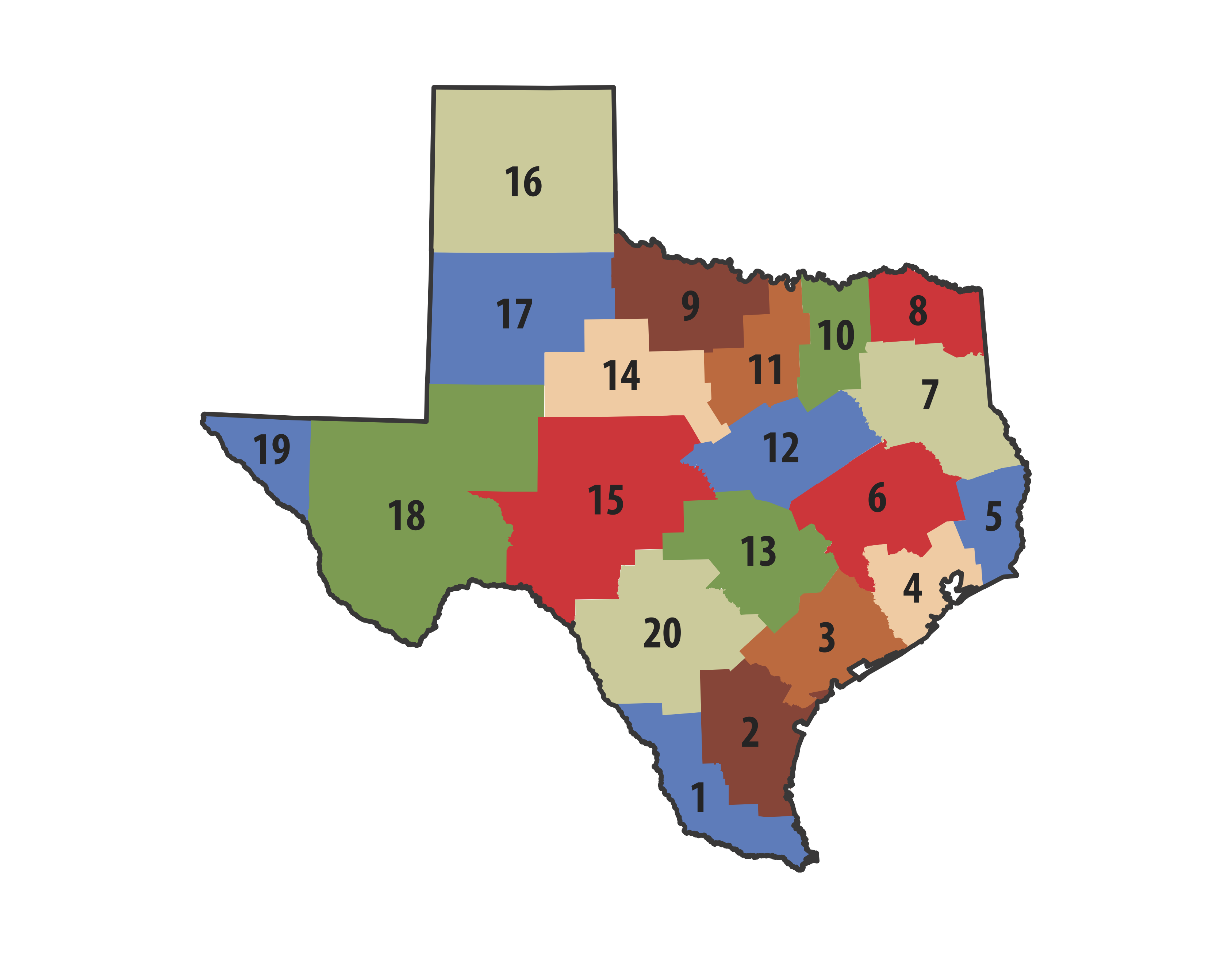 Texas clickable map