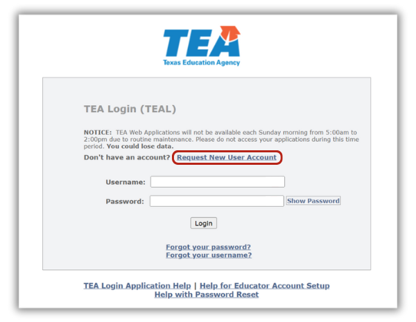 TEAL / LPAC related login screenshot