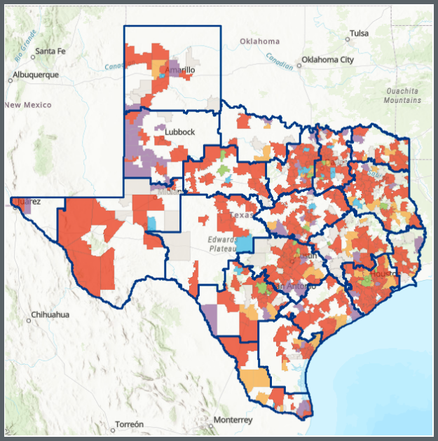 Texa Language Map by District